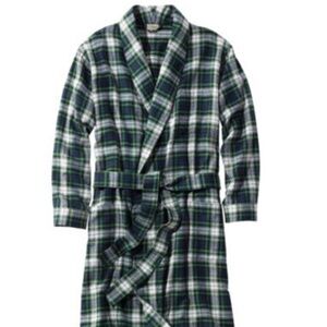 L.L. Bean - Men's Scotch Plaid Flannel Robe - Size: Medium - Color: Blue Green